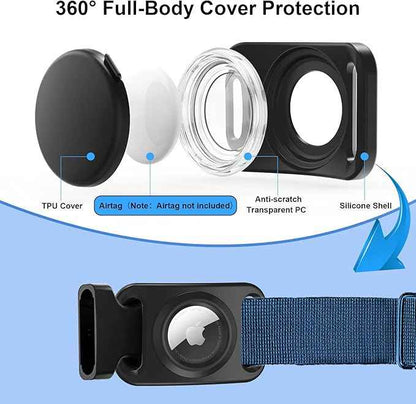 SANKALA Airtag Dog Collar Holder, [2 Pack] Waterproof Airtag Holder for Dog Collar, TPU & Silicone Full Body Covered Apple Airtag Case for Dog Collar, Airtag Protective Cover for Pet Collar, Black