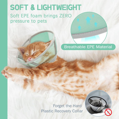 Cat Cone Collar Soft, Cat Recovery Collar for Large Medium Small Cats Kittens, Kitten Cone Alternative After Surgery