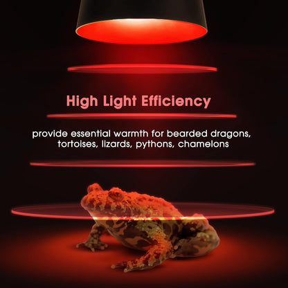 Briignite Reptile Heat Lamp Red, Reptile Night Lamp 50W, G9 Heat Bulb & Dome Reptile Light Fixture, Aluminum Reflector, Dimmable Heat Lamp for Chicken Turtle Snake Gecko Lizard, 2 Pack