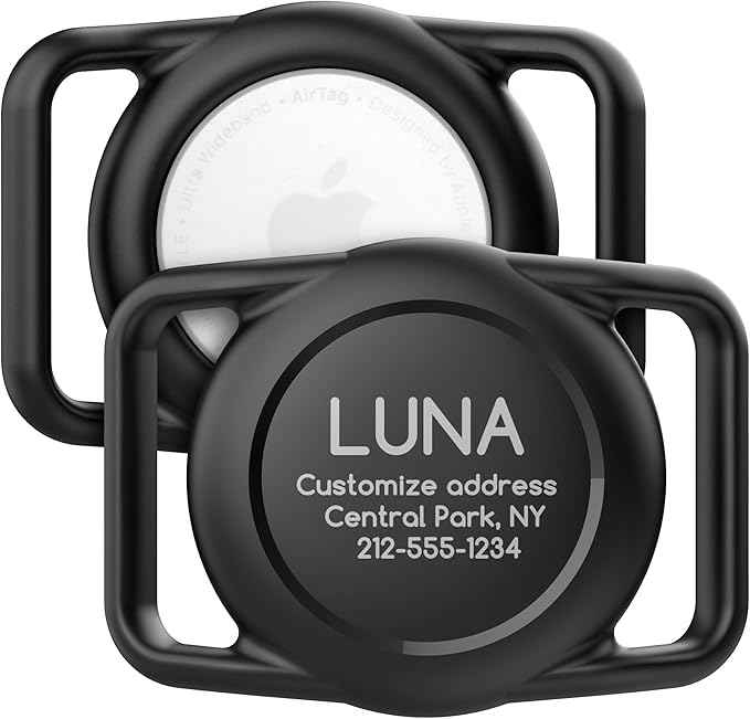 Personalized Dog Collar Holder for AirTag, 2 Pack Upgraded Water Resistant Silicone Case for Pet Collars, Customized with Name and Phone Number Protectors for Dog and Cats Collars