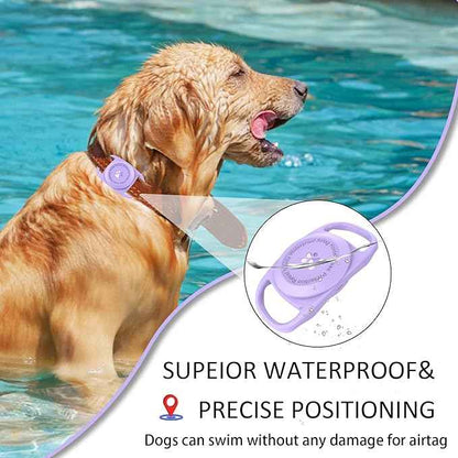 Airtag Dog Collar Holder, [1 Pack] Waterproof Protective Case for Apple AirTag, Durable & Lightweight with Full-Body Protection, Soft Silicone, Purple