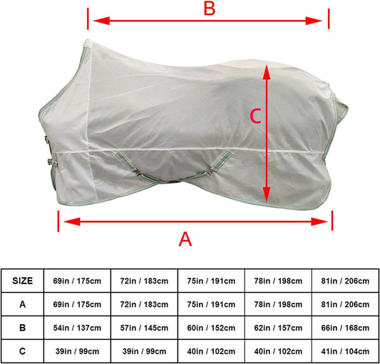 BARN & STABLE Breathable and Tear-Resistant Horse Fly Sheet with UV Protection Equine Summer Sheet Horse Fly Blanket with Removable Web Leg Straps