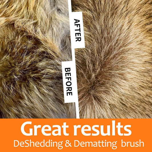 Undercoat Rake for Dogs, 2 in 1 Dematting Comb & Deshedding Tool for Long Hair Pets, Pet Hair Grooming Brush, Clear Mats and Tangles, Reduces Shedding by 95%