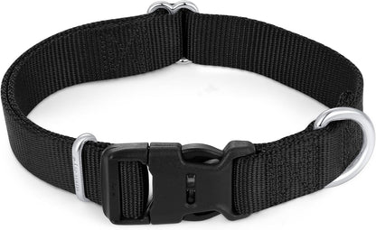 Mikivery Nylon Dog Collar with Quick Release Buckle Soft Adjustable Sturdy for Small Medium Large Dogs Black,L