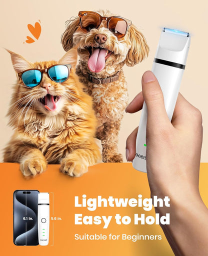 oneisall Cat Grooming Kit, 3 in 1 Quiet Cat Clippers for Thick Matted Paw Hair Trimmer, Heavy Coat Butt Shaver Cordless Pet Clippers Fur Trimmer for Dogs and Other Small Animals at Home Travel