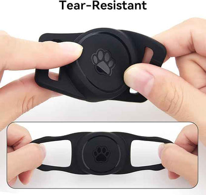 for Airtag Dog Collar Holder 2 Pack,Waterproof Dog Collar Holder for Apple AirTag(Gen 1 & 2),Silicone Air Tags Case for Dog Collars(Black)