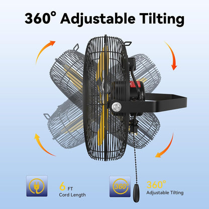 2PCS 12 Inch Wall Fan Pro Series - Indoor High Velocity Wall Mount Fan for Commercial, Residential, Warehouse, Covered Patio, Shop, Garage, Barn, Gazebo 3 Speed 2800 CFM UL Safety Listed