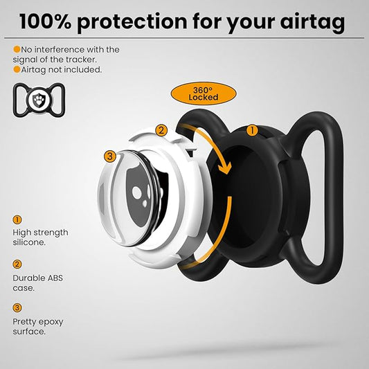 Waterproof AirTag Dog Collar Holder for Apple AirTag QR Code