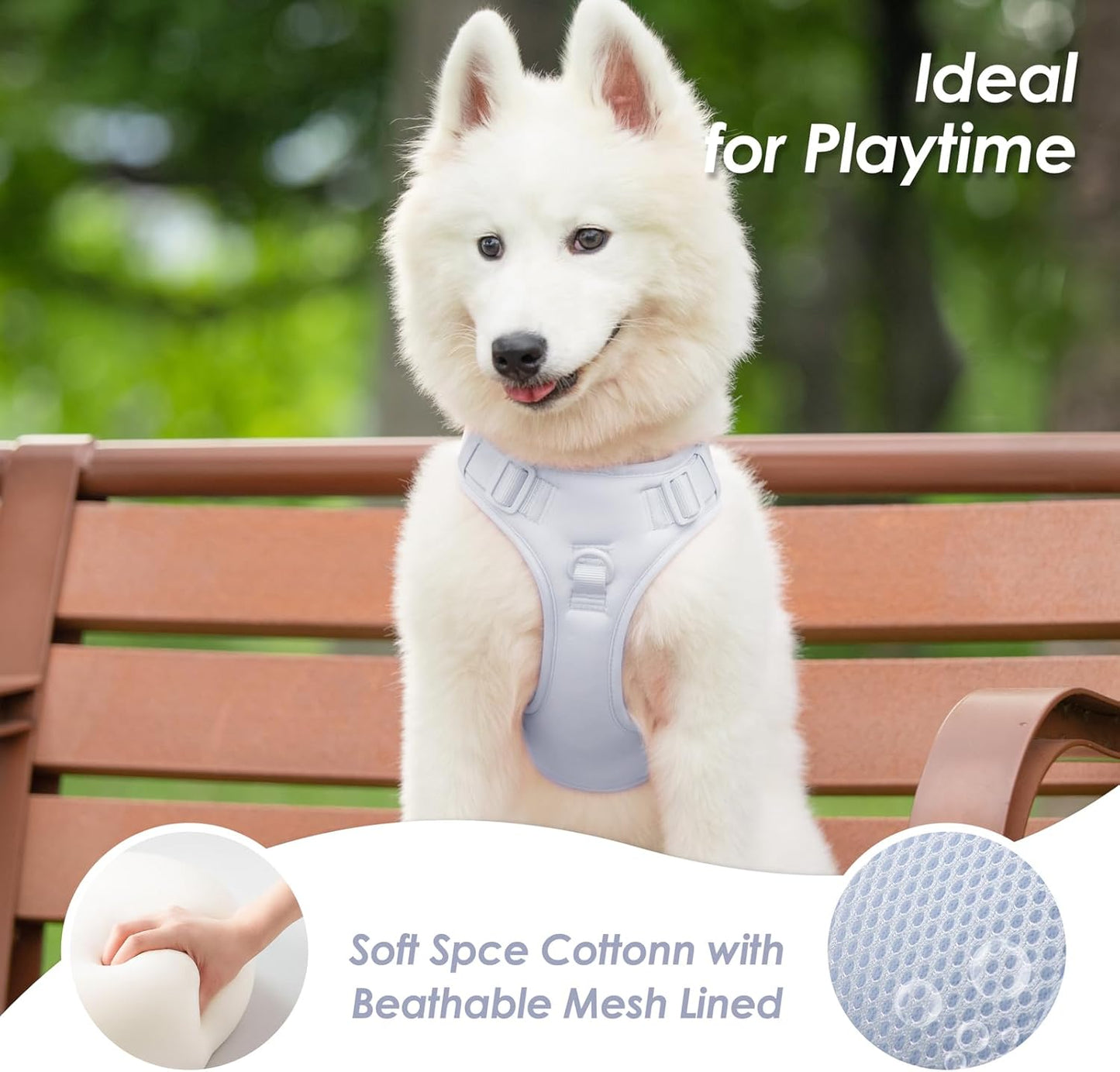 No Pull Dog Harness, Puppy Vest with Front Clip for Small Medium Large Sized Dog(Light Blue,L)