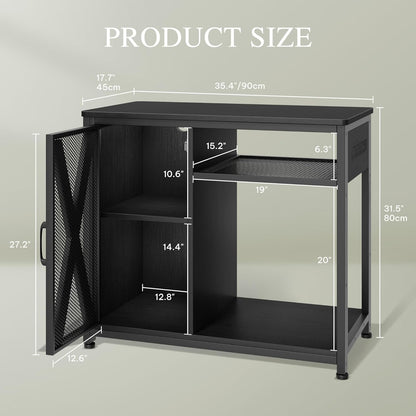 YITAHOME Fish Tank Stand with Power Outlets & LED Light, 40-50 Gallon Metal Aquarium Stand with Cabinet for Fish Tank Accessories Storage for Turtle Tank, Reptile Terrarium, 660LBS Capacity, Black