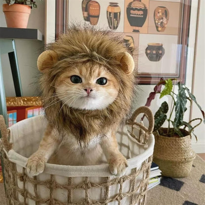 Enjoying Cat Lion Mane Costume, Small Dogs Halloween Outfit, Lion Mane Wig for Cat Cosplay, Kitten Lion Hat for Halloween Themed Party, Daily Cosplay