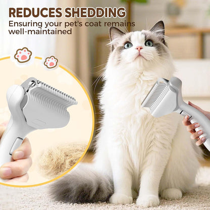 Pet Grooming Brush, 2025 New Self Cleaning Metal Comb, Detangling and Dematting Long, Matted Fur on Cats and Dogs, Easy to Remove Loose Undercoat, One Click Removal (White)