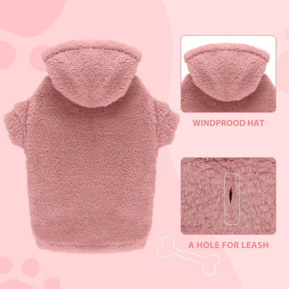 Fuzzy Dog Sweaters for Large Dogs Pet Hoodie Clothes Warm Soft Pet Coats Hooded Sweatshirt Dog Hoodie for Large Dogs(Pink-L)