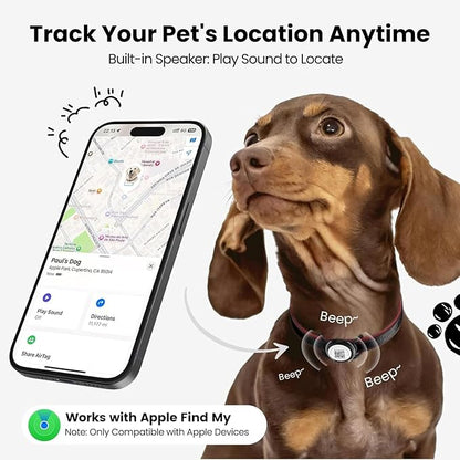 Smart Pet Tracker for Collar - Dog Trackers Location for Pet with Holder, No Monthly Fee, Real-Time Tracking, iOS Only, Long-Lasting, IPX6 Waterproof, Anti-Lost Tracker for Cats, Bag Straps, Black