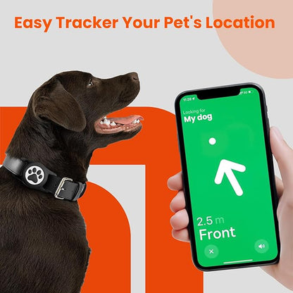 IP68 Waterproof Compatible with AirTag Dog Collar Holder, Silicone Dog Air tagholder for AirTag (Black&Blue)