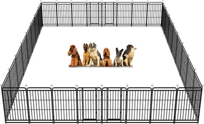 Dog Playpen Outdoor 32 Panels Heavy Duty Dog Fence 47" Height with Thick Pipe Anti-Rust with Doors Portable for RV Camping Yard, Total 71FT, 406 Sq.ft, Snowy Black