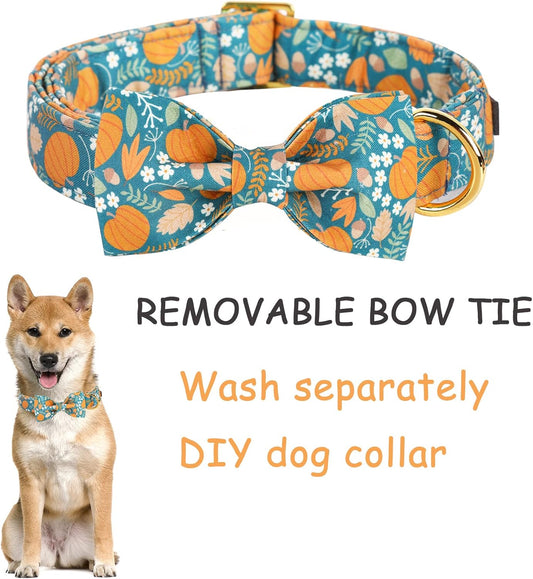 Unique style paws Halloween Dog Collar with Bow Tie Pumpkin Cotton Collar Adjustable Puppy Collar for Small Medium Large Dogs-XS