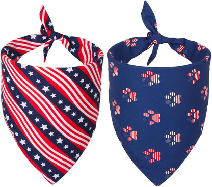 PTDECOR American US Flag Dog Bandana 4th of July Dog Bandanas Reversible Triangle Pet Bibs Scarf for Large and Extra Large Dogs (Style 1, X-Large)