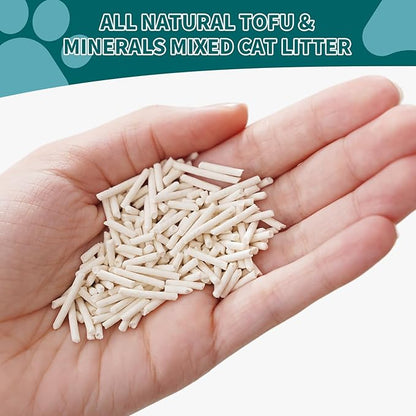 Plant-Based Cat Litter, Odor Control Quick Clumping Tofu Cat Litter, 6 lbs, Low Tracking Dust Control Lightweight Flushable Unscented Natural Kitty Litter