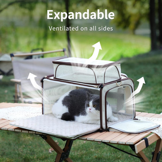 Cat Carrier,Dog Carrier for Small Dogs,TSA Approved/Expandable/3D Foldable Mat/900D Wear Resistant Oxford Fabric,Pet Carrier Airline Approved,Dog Car Seat for Car Travel,Outdoor Camping