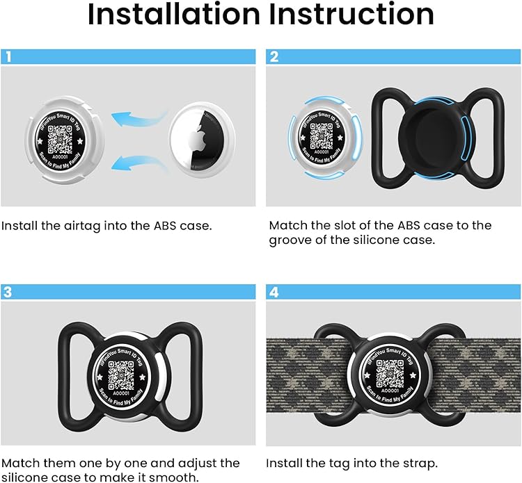 Waterproof AirTag Dog Collar Holder for Apple AirTag QR Code