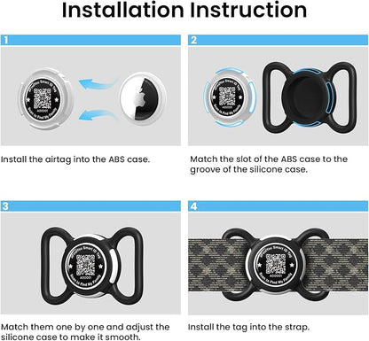 Waterproof AirTag Dog Collar Holder for Apple AirTag QR Code