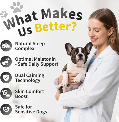 Melatonin for Dogs, Calming Chews with Valerian Root & L-Theanine for Sleep Aid & Emotional Support, Calming Treats for Stress Anxiety Relief, Thunder, Fireworks, Barking, Chicken Flavor, 90Ct