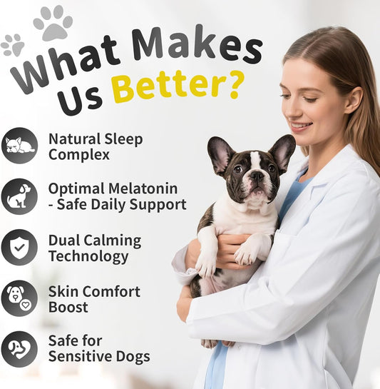 Melatonin for Dogs, Calming Chews with Valerian Root & L-Theanine for Sleep Aid & Emotional Support, Calming Treats for Stress Anxiety Relief - Thunder, Fireworks, Barking, Bacon Flavor, 60Ct