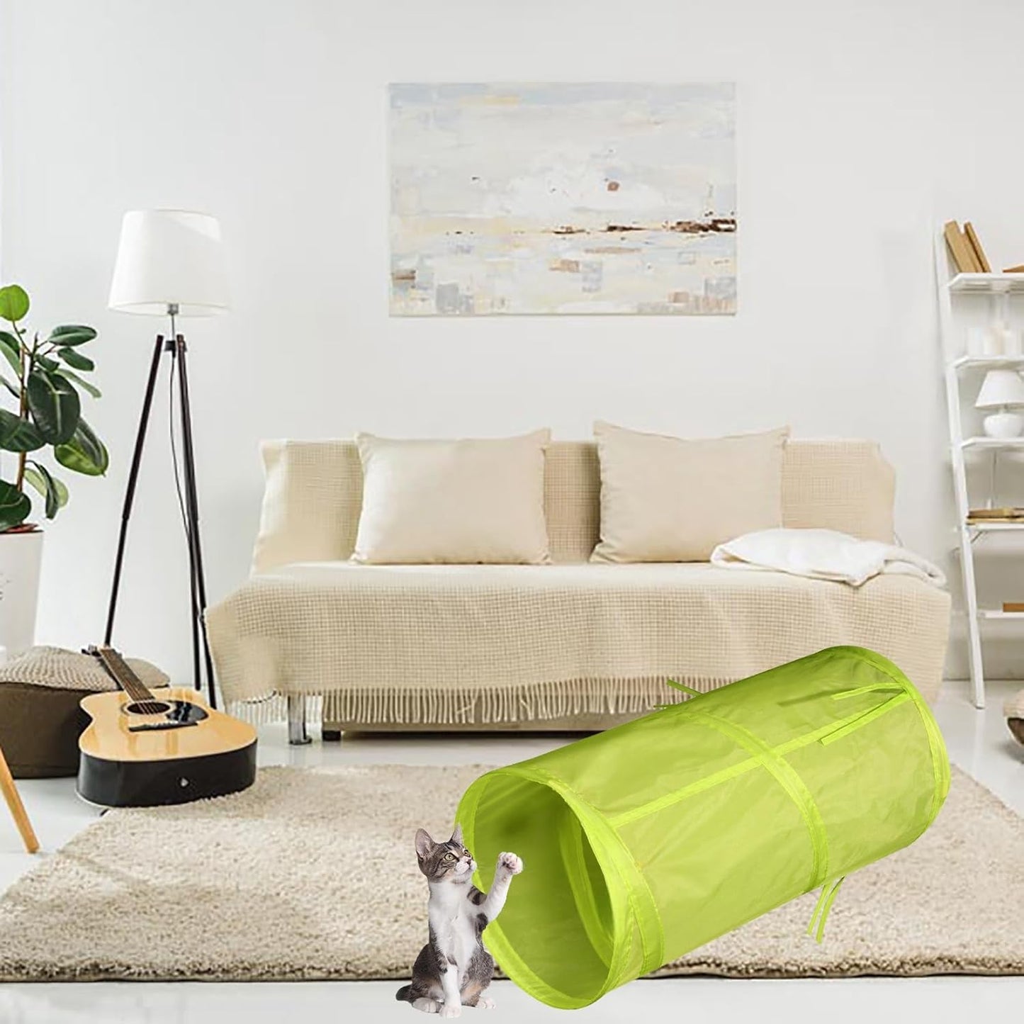 iCAGY Foldable Spiral Cat Tunnel - Indoor Toy for Small Cats, Kittens, and Rabbits - Tube for Interactive Play and Outdoor Fun - Pet Activity Toy Light Green 20" 3 Pcs