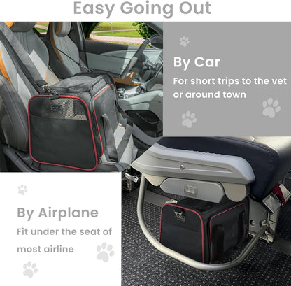 Petsfit Expandable Cat Carrier Large for 2 Cats, Soft-Sided Pet Carrier, 19x12x12 Inches, 2 Extensions for Adding Comfort, Fit for Pet Up to 15 Lbs, Black