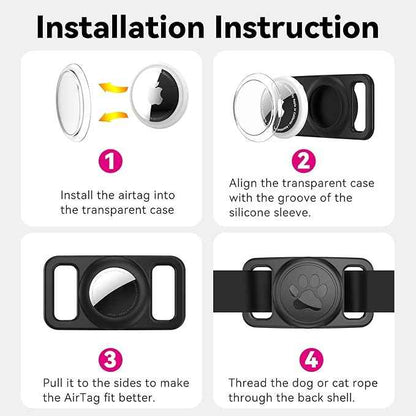 for Airtag Dog Collar Holder (1-Pack Pink) | Waterproof & Secure Silicone Case for AirTag | Anti-Lost Pet Tracker Cover for Dogs & Cats