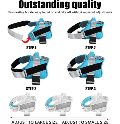 Bolux Dog Harness, No-Pull Reflective Dog Vest, Breathable Adjustable Pet Harness with Handle for Outdoor Walking - No More Pulling, Tugging or Choking (OceanicBlue, X-Small (Pack of 1))