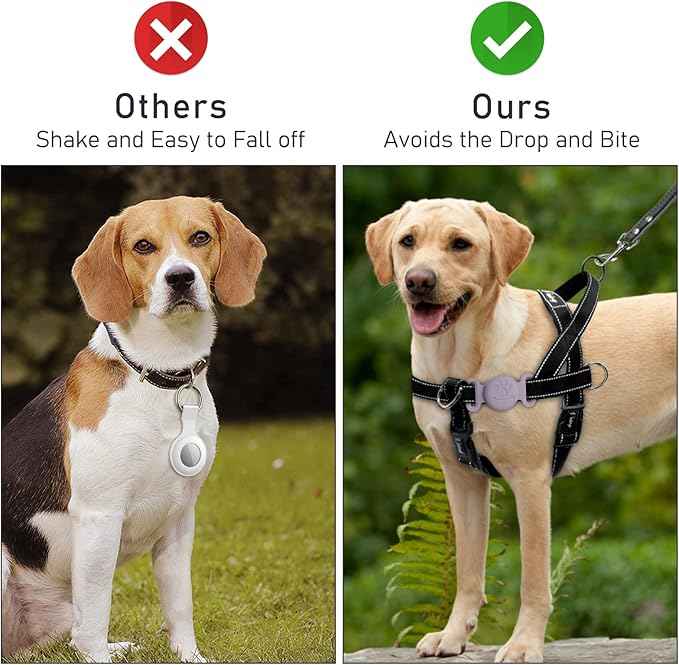 2 Pack Case for Airtag Dog Cat Collar Holder, Soft Silicone Anti-Lost Waterproof Protective Case Compatible with Apple Airtag, for Pet Dog Cat Collars Holder