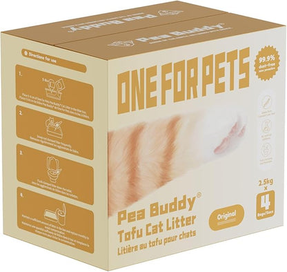 Pea Based Tofu Cat Litter, Dust Free Cat Litter, Low Tracking, and Natural Odor Control, Flushable (4 Bags, Original (Fragrance-Free))
