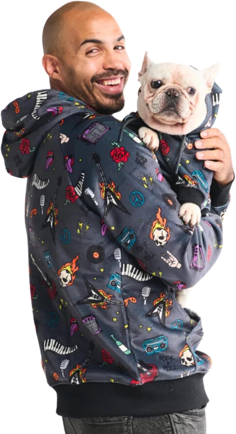 Spark Paws Dog Hoodie – Premium Dog Sweater for Small, Medium, and Large Dogs | Warm Outfits for French Bulldogs, Pitbull, Puppy, Winter Jacket Alternative - Rock and Roll -5XL