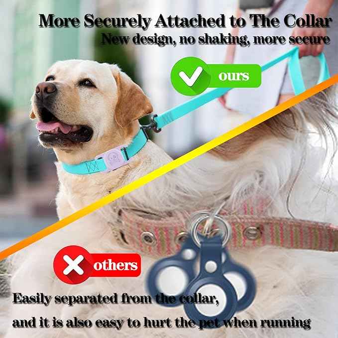 2 Pack Waterproof AirTag Dog Collar Holder Compatible with Apple AirTag, Silicone Hidden Loop Holder for Airtag Tracker, Anti-Lost Dog Collar Air Tag Accessories(Purple,Pink)