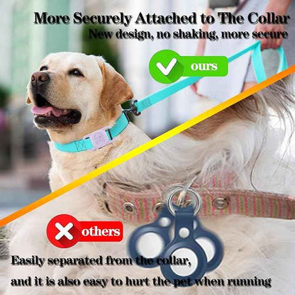 2 Pack Waterproof AirTag Dog Collar Holder Compatible with Apple AirTag, Silicone Hidden Loop Holder for Airtag Tracker, Anti-Lost Dog Collar Air Tag Accessories(Purple,Cyan)