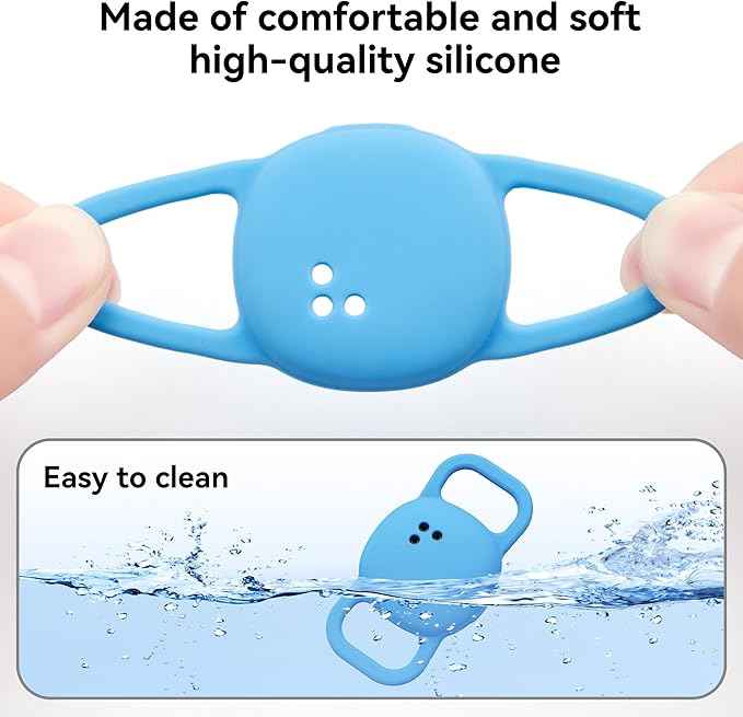 DDJ Cat Collar Case for Life360 Tile Sticker Tracker, 2-Pack Silicone Anti-Lost Protective Cover for Life 360 Tile Sticker Holder for Dog/Pet Collars, Durable, Easy Installation, Lightweight, Blue