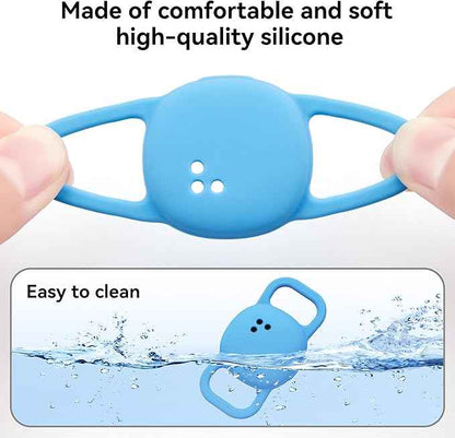 DDJ Cat Collar Case for Life360 Tile Sticker Tracker, 2-Pack Silicone Anti-Lost Protective Cover for Life 360 Tile Sticker Holder for Dog/Pet Collars, Durable, Easy Installation, Lightweight, Blue