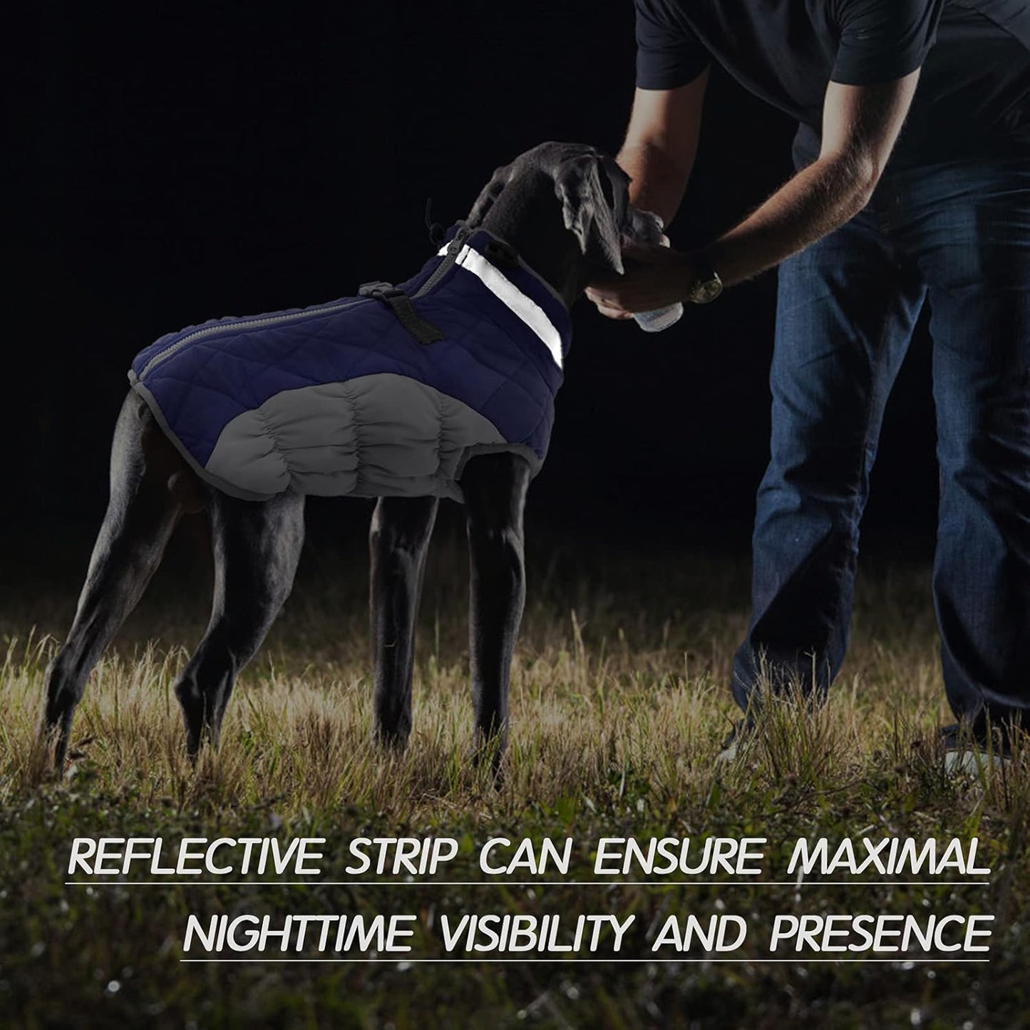 FUAMEY Dog Coat for Large Dogs,Waterproof Dog Winter Jacket with Harness Built in Puppy Cold Weather Coats Reflective Pet Vest with Zipper Warm Fleece Dogs Snowsuit Windproof Blue XL