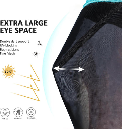 Harrison Howard Pro Luminous Horse Half Face Fly Mask Large Eye Space with Ears UV Protection for Horse Teal M