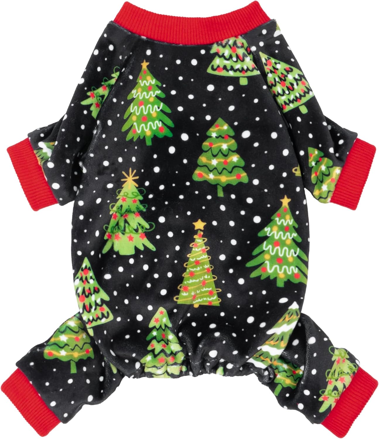 Fitwarm Christmas Tree Dog Pajamas, Christmas Clothes for Small Dogs Boy Girl, Holiday Pet Outfit, Black, Red, Green, Yellow, Medium