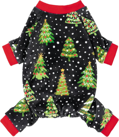 Fitwarm Christmas Tree Dog Pajamas, Christmas Clothes for Small Dogs Boy Girl, Holiday Pet Outfit, Black, Red, Green, Yellow, Small