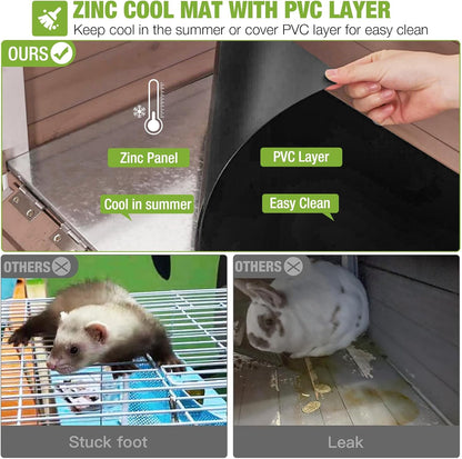 GUTINNEEN Rabbit Hutch Indoor Guinea Pig Cage Bunny House 36.6" Upgraded with Anti Chewing Edges, Cool Zinc Sheet, Leakproof PVC Layer, Wire Floor, Detachable Legs (Brown)