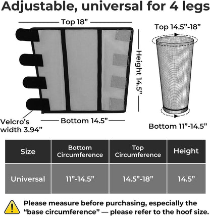 Mesh Horse Fly Boots Set of 4，Adjustable and Universal Loose Fitting & Non-Slip Horse Fly Leggings for Horses,Reduce Stressful Stomping (Grey)