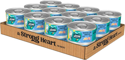 A Strong Heart Canned Wet Cat Food, Whitefish & Tuna Dinner Paté - 5.5 oz Cans (Pack of 24), Made in The USA with Real Ocean Whitefish & Tuna