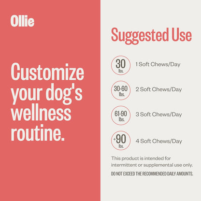 Ollie Chill Pills Calming Supplement Chews for Dogs, Anxiety Relief for Dogs, Melatonin for Stress Relief, 60 Count Appx.