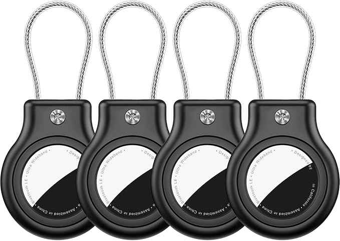 4 Pack Waterproof AirTag Holder for AirTag 1st & 2nd Generation,AirTag Keychain with Secure Lock,AirTags Case Cover for Apple AirTag Accessories for GPS Item Finder Tracker Luggage, Bag,Key,Pet,Black