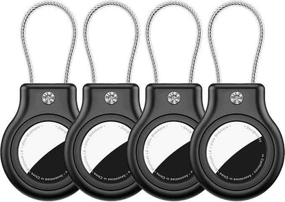 4 Pack Waterproof AirTag Holder for AirTag 1st & 2nd Generation,AirTag Keychain with Secure Lock,AirTags Case Cover for Apple AirTag Accessories for GPS Item Finder Tracker Luggage, Bag,Key,Pet,Black