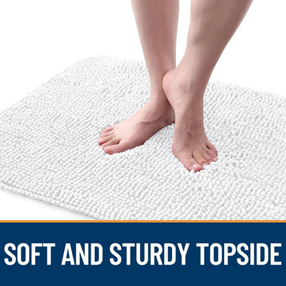 OLANLY Dog Door Mat for Muddy Paws 70x24, Absorbs Moisture and Dirt, Absorbent Non-Slip Washable Doormat, Quick Dry Chenille Mud Mat for Dogs, Entry Indoor Entryway Carpet for Inside Floor, White